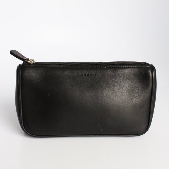 Vintage Coach Chunky Case Black Leather Cosmetic Make Up Pouch Bag - Picture 1 of 7